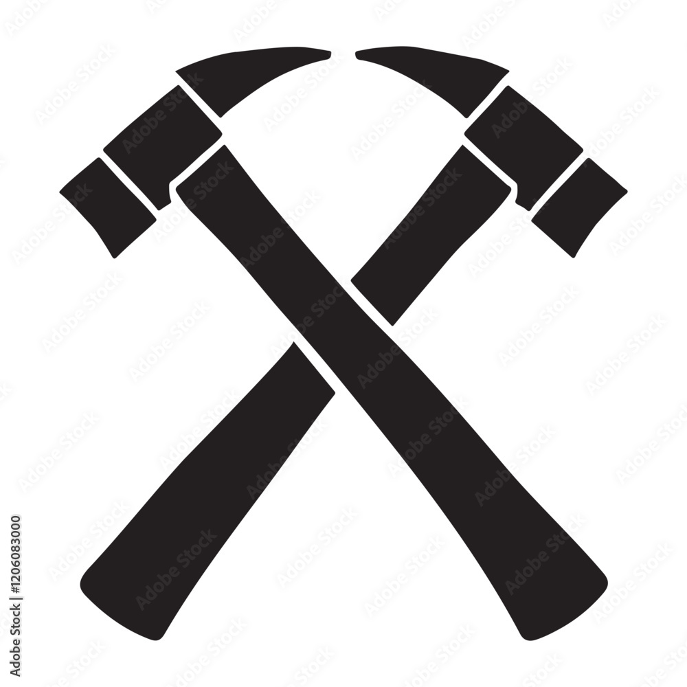 Crossed Hammers Silhouette Illustration