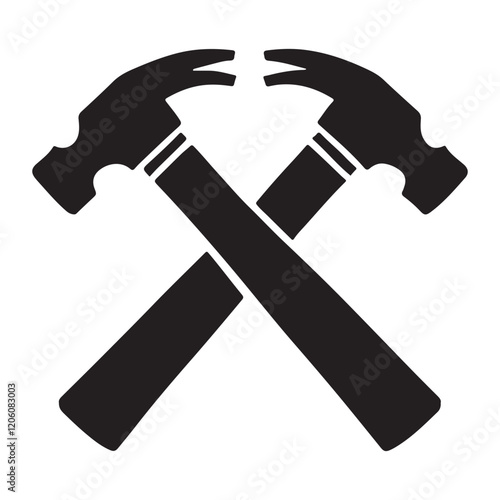 Detailed Crossed Hammers Silhouette Illustration