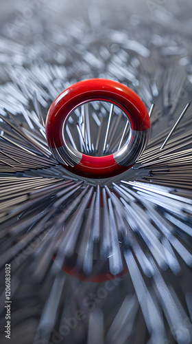 Visualization of Magnetic Field with U-Shaped Magnet and Metal Filings photo