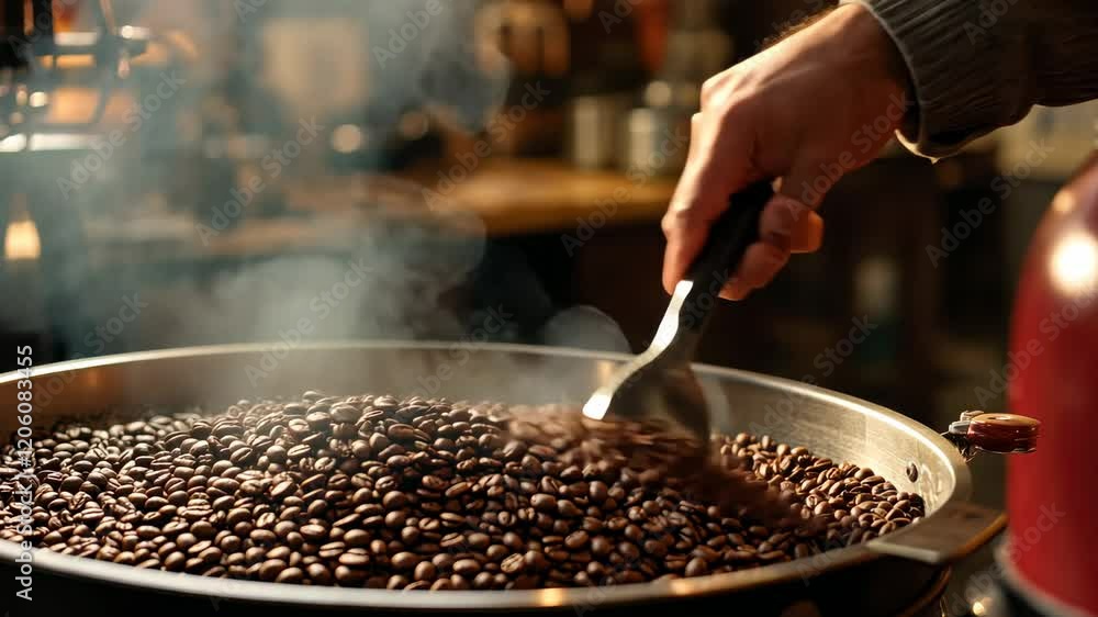 The Hand Scooping Coffee Beans The Hand Scooping Coffee Beans