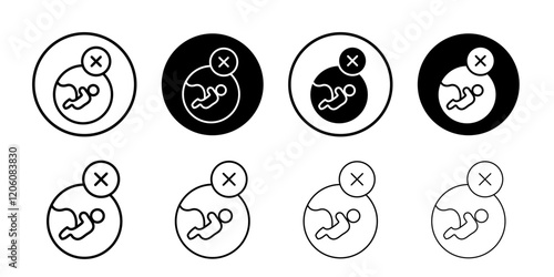Abortion of fetus icon Thin line art isolated