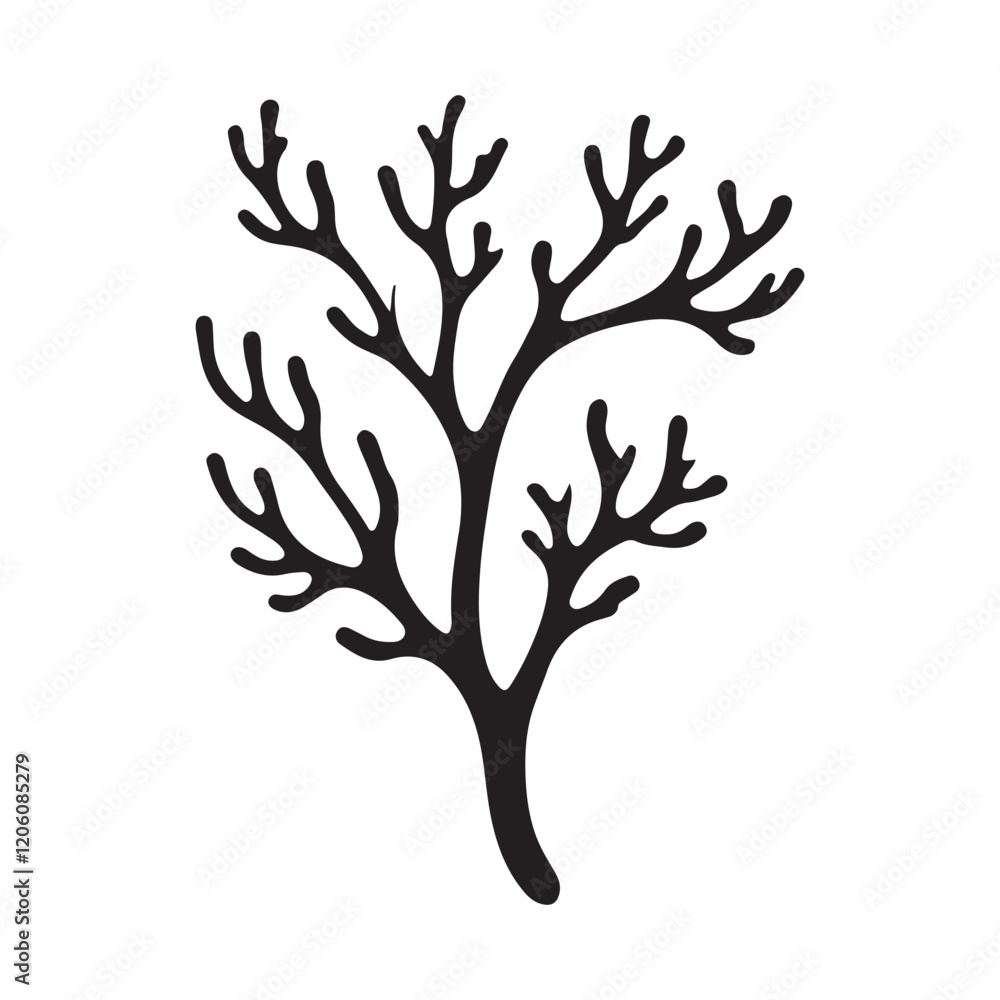 Elegant Seaweed Silhouette Illustration Elegant Seaweed Silhouette Illustration