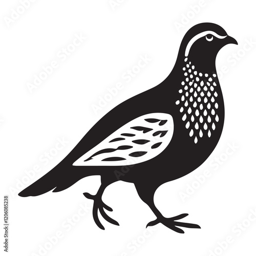 Silhouette Illustration of a Quaint Quail