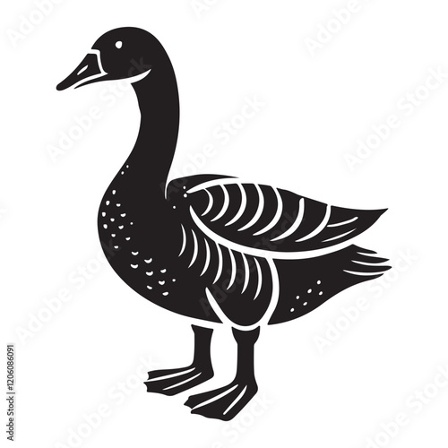 Silhouette Illustration of a Domestic Goose