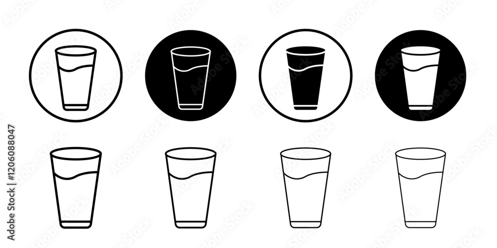 Glass of water icon Thin line art isolated Glass of water icon Thin line art isolated