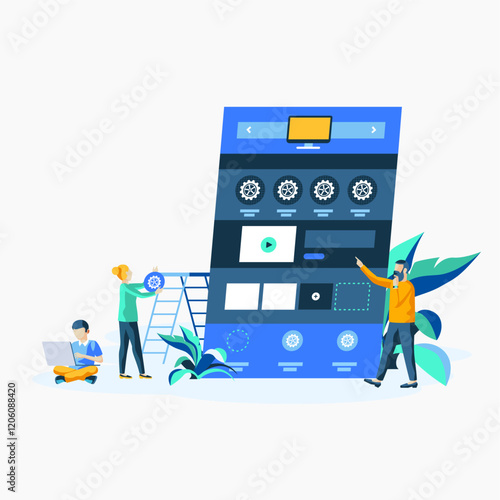 Cloud Hosting and Server Setup Design Vector Illustration
