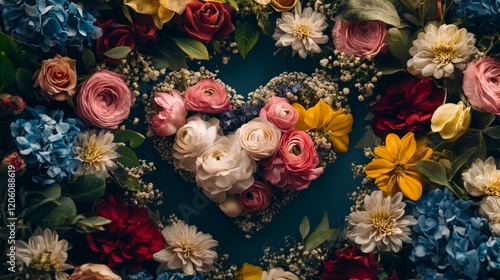 Wallpaper Mural Heart shape flowers frame composition background Torontodigital.ca