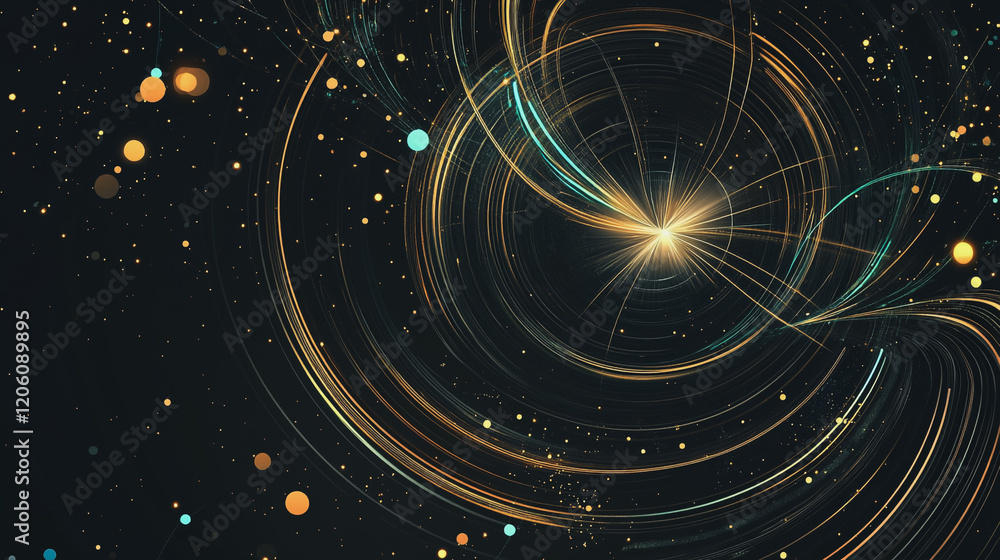 Obraz premium Abstract background with Colorful circle lines. Digital future technology . Abstract business connection of lines from nodes innovation of communication in the network.