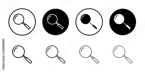 Magnifying glass icon Thin line art isolated
