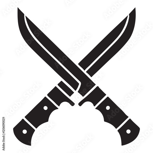 Crossed Hunting Knives Silhouette Illustration