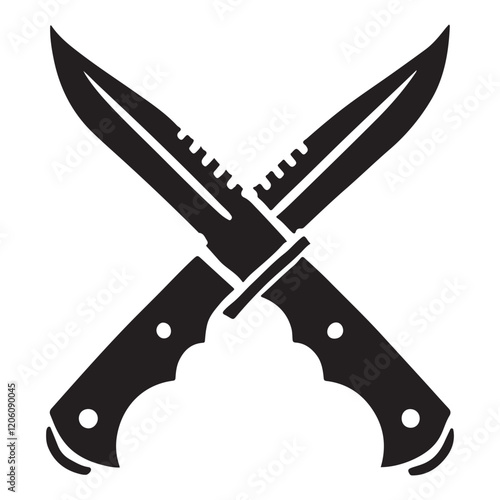 Crossed Hunting Knives Silhouette Illustration