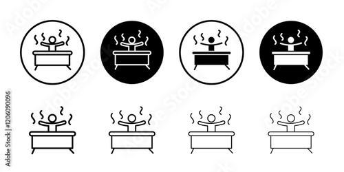 Man relaxing in jacuzzi icon Thin line art isolated