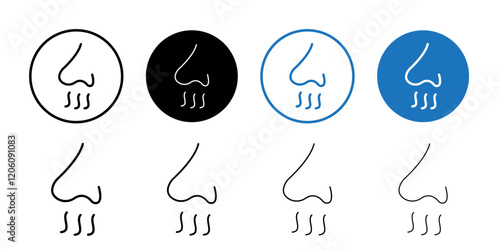 Nose with smoke icon Thin line art isolated