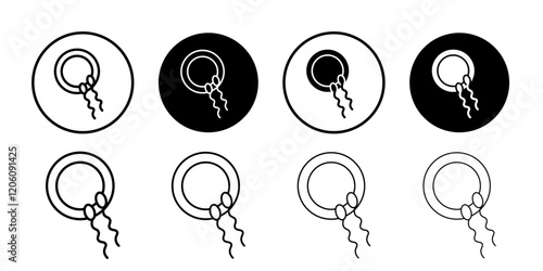ovule being fertilized by sperm icon Thin line art isolated