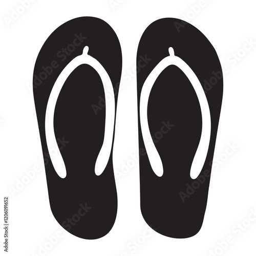 Pair of Flip-Flops Silhouette Vector Illustration