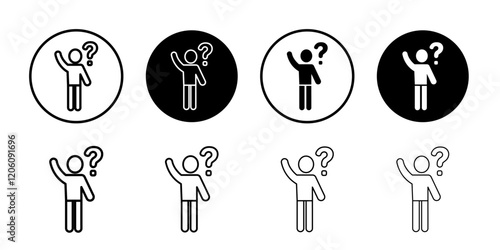 Person asking question icon Thin line art isolated