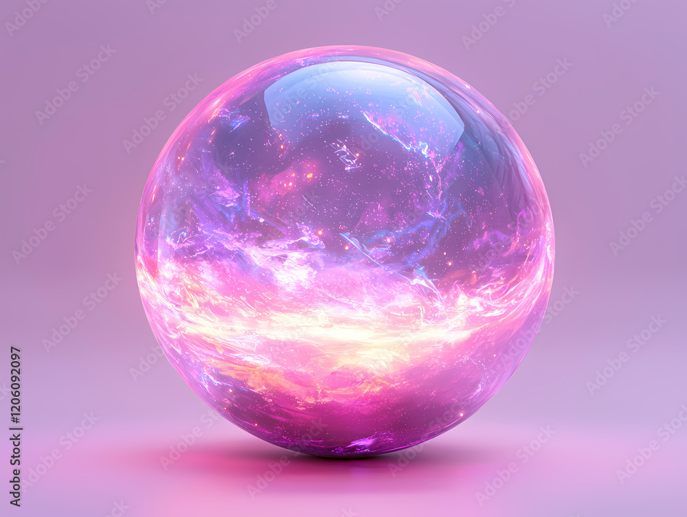 Obraz premium A glowing light orb in soft pink and purple