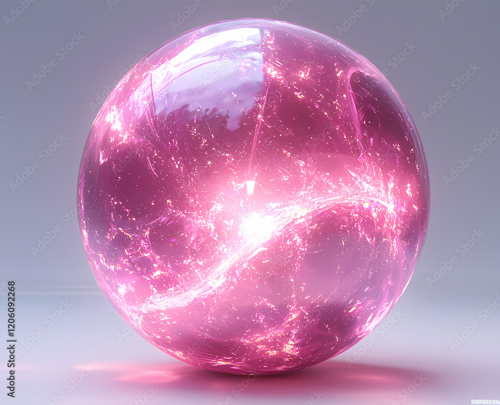 Obraz premium A glowing light orb in soft pink and purple