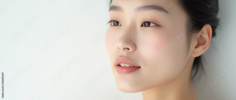 Extreme Close-up Portrait of an Asian Woman – An extreme close-up of an Asian woman with her eyes open, displaying her smooth porcelain skin and serene expression. Extreme Close-up Portrait of an Asian Woman – An extreme close-up of an Asian woman with her eyes open, displaying her smooth porcelain skin and serene expression.