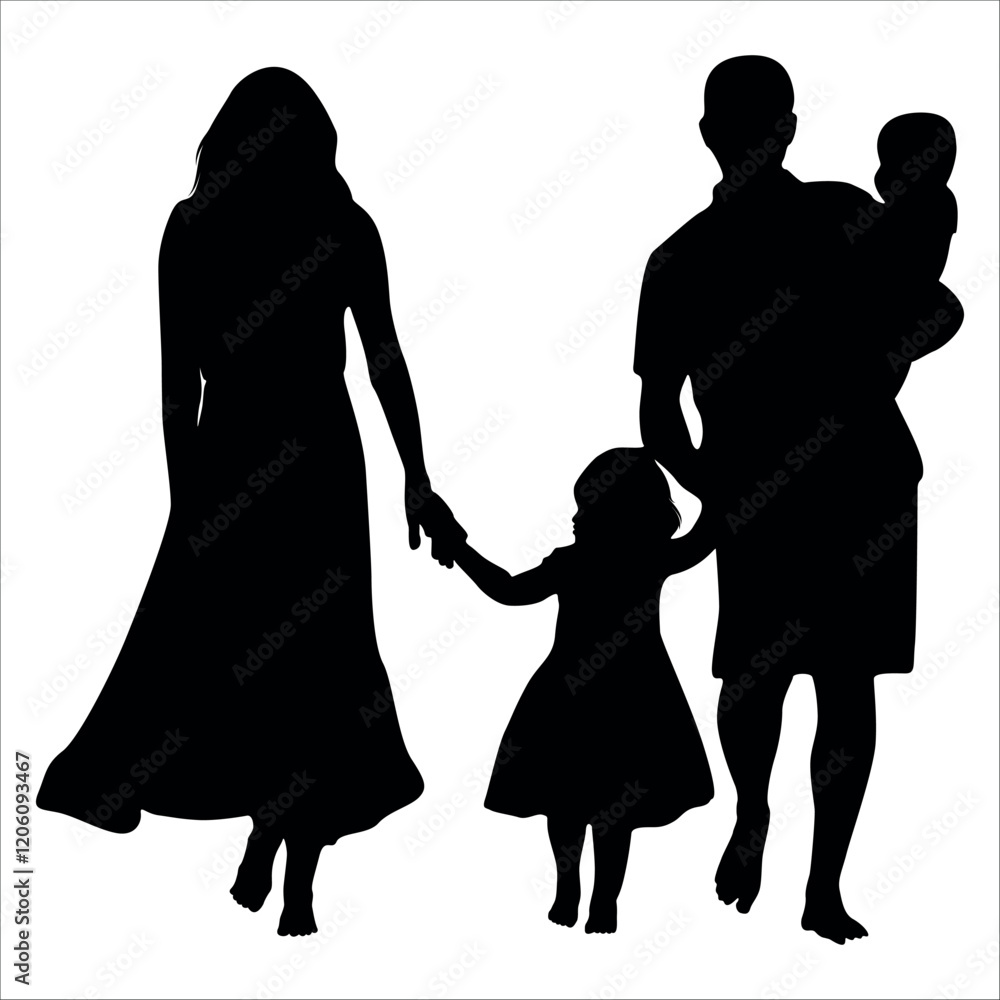 Black Family silhouette Vector illustration Black Family silhouette Vector illustration