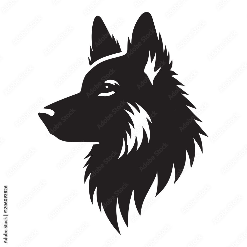 Obraz premium German Shepherd Dog Head Silhouette Illustration