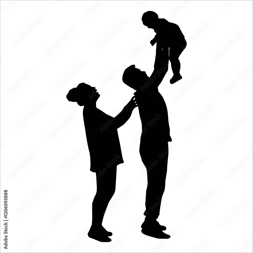 Black Family silhouette Vector illustration Black Family silhouette Vector illustration