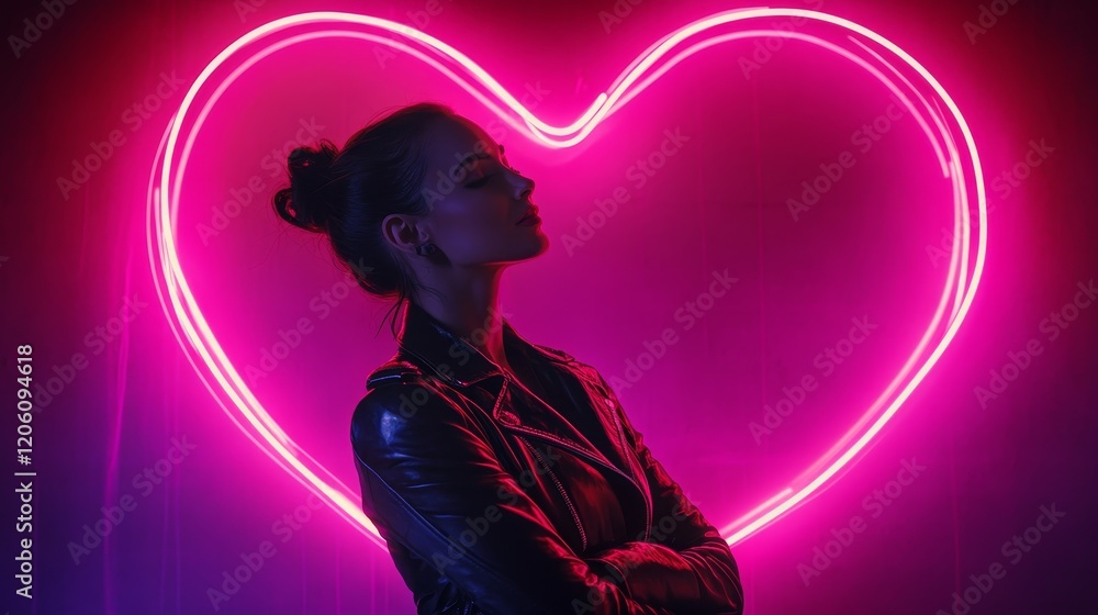 Neon heart shape frame composition background Neon heart shape frame composition background