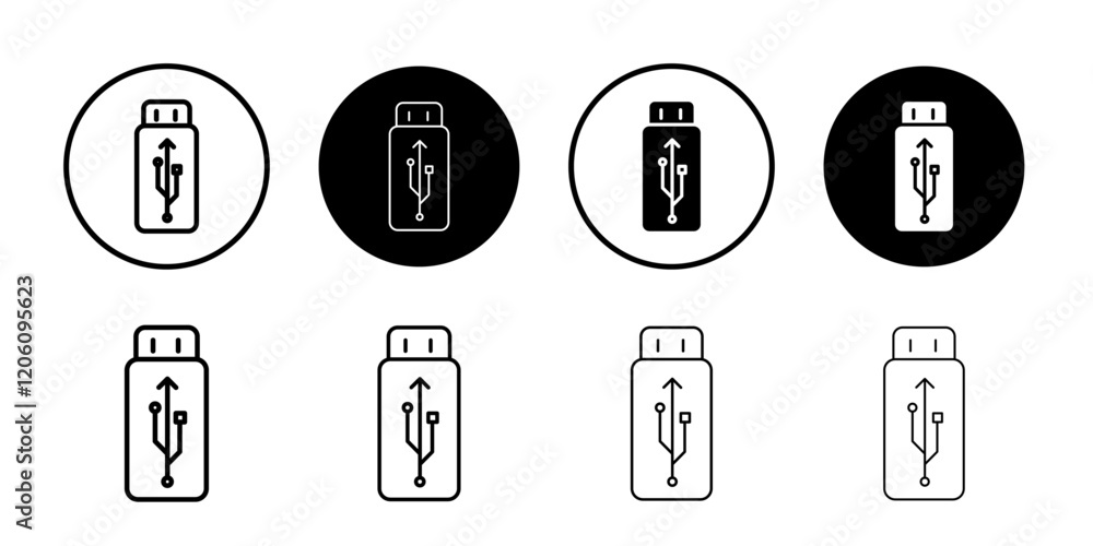 Usb stick icon Thin line art isolated Usb stick icon Thin line art isolated