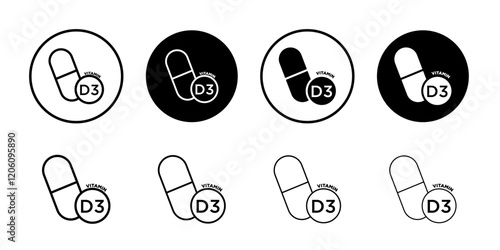Vitamin D3 icon Thin line art isolated