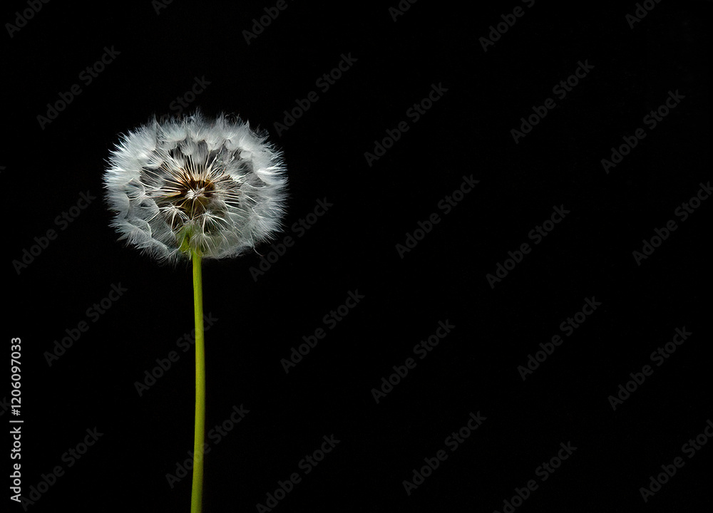 Pusteblume auf schwarzem Hintergrund