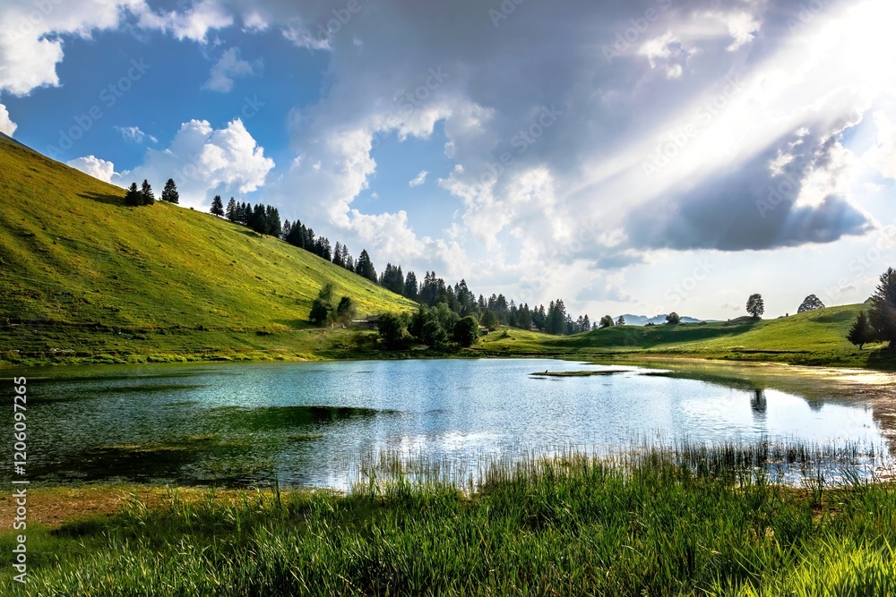 Obraz premium Mountains and a lake in the Alps