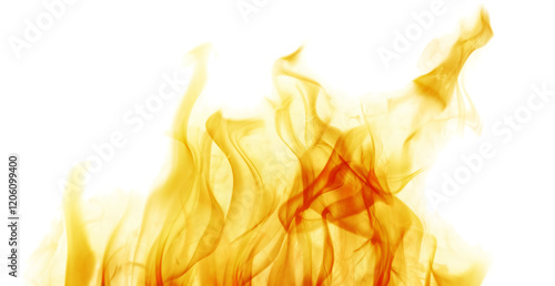 orange hot flame tips isolated on white