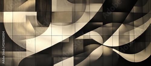 Abstract interplay of light and shadow on geometric forms, creating a dynamic and sophisticated pattern