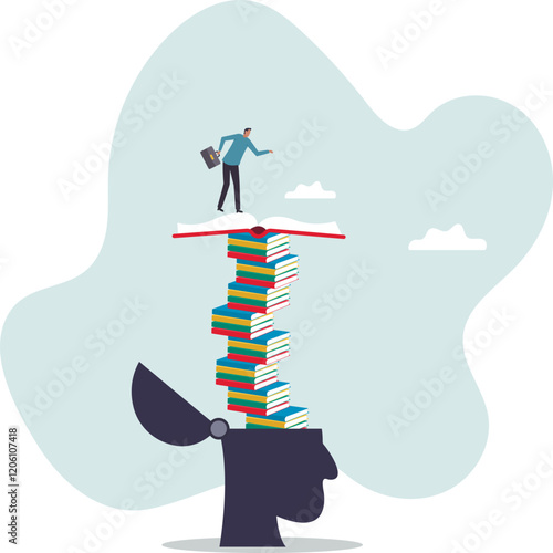 Reading books to gain knowledge, intelligence and thinking skill, lifelong learning, research and study for personal growth .business concept.flat character.