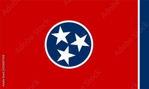 The flag of Tennessee, a state in the USA, with accurate proportions and official colors.