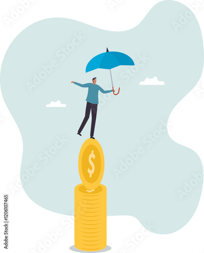 Financial stability, risk or trust, economic challenge, balance or reliability, money management, security or wealth accumulation .business concept.flat character.