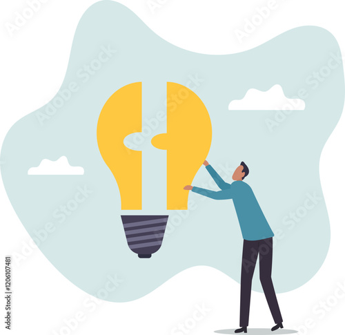 Solve business problem with creativity, finishing or complete brilliant idea,business concept.flat character.