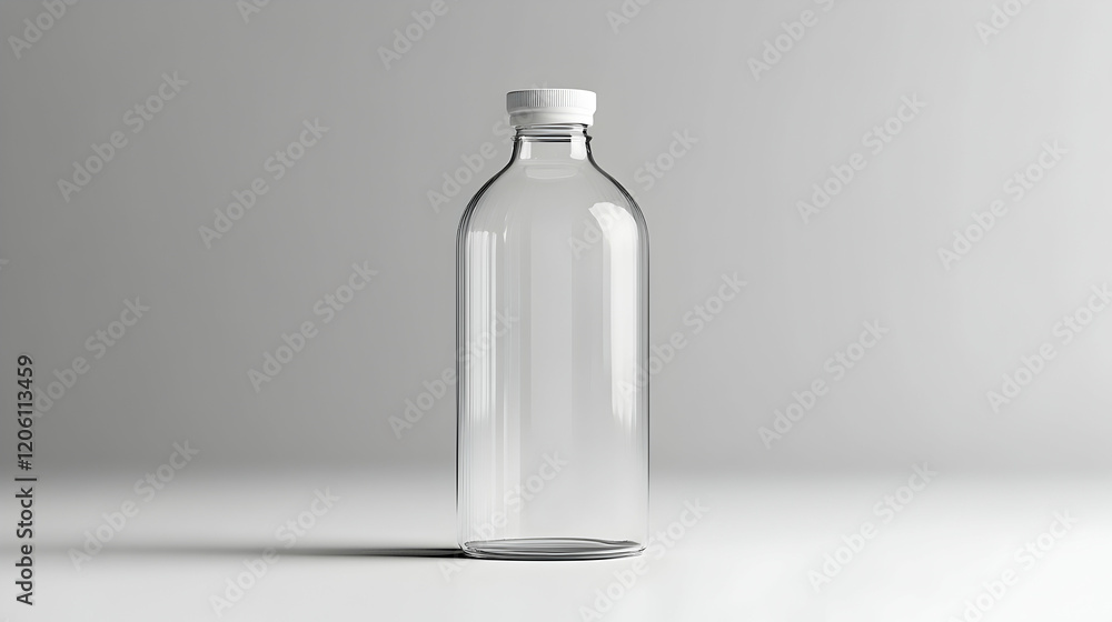 Transparent bottle mockup on a plain backdrop, showcasing simple and clean design AI Generated Transparent bottle mockup on a plain backdrop, showcasing simple and clean design AI Generated