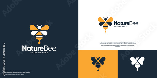 modern flying honey bee, sweet food, health product, local farm, graphic design inspiration.