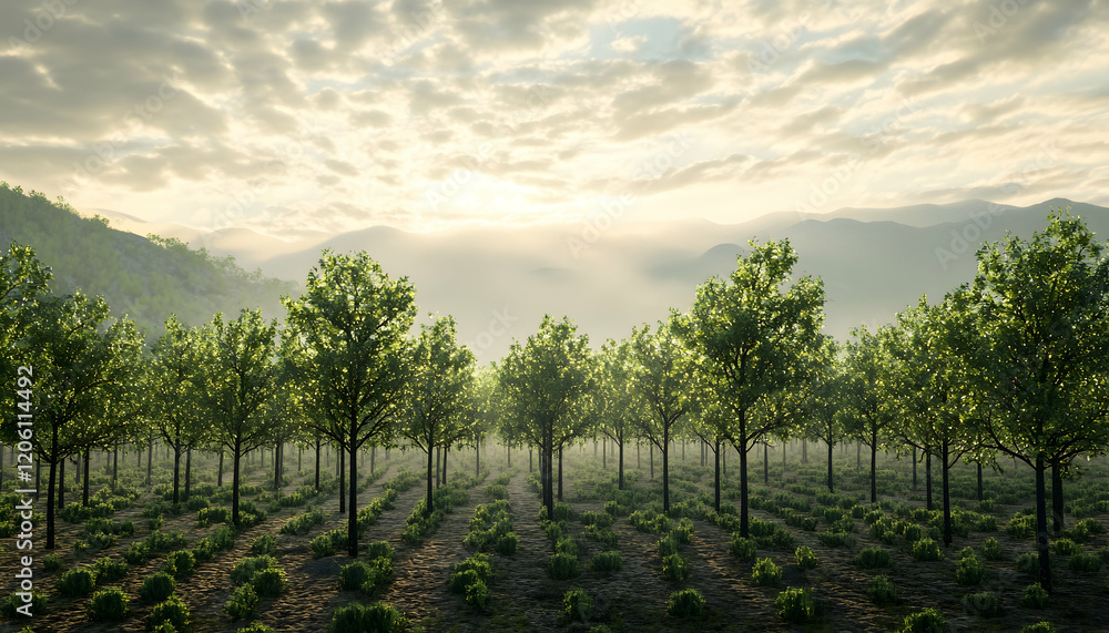 Naklejka premium Tree planting as a hopeful act of reforestation, preserving the planet for future generations AI Generated