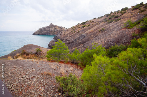 View of Cape Kapchik along the Black Sea coast in Crimea. New World photo