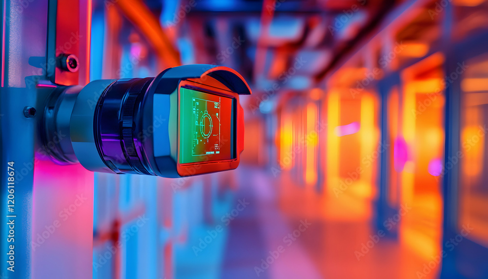 Thermal imaging sensor zoomed in to reveal unseen technological details - Thermal imaging sensor zoomed in to reveal unseen technological details -