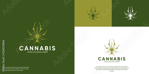 abstract cannabis leaf, mental health, balance, freshness, design template illustration.