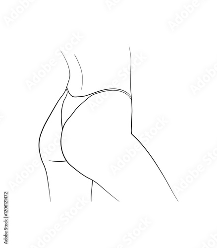 woman ass butt black and white hand drawing