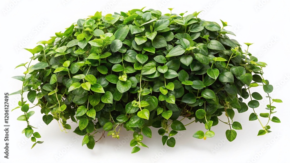 Fototapeta premium Lush Green Javanese Treebine Vine, Hanging Ivy Plant Bush Isolated on White Background - Stock Photo