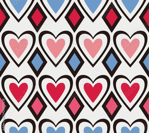 Heart Illustration, Hearts, Love, Valentine, Repeat print, kiss, Vector art, adobe illustration