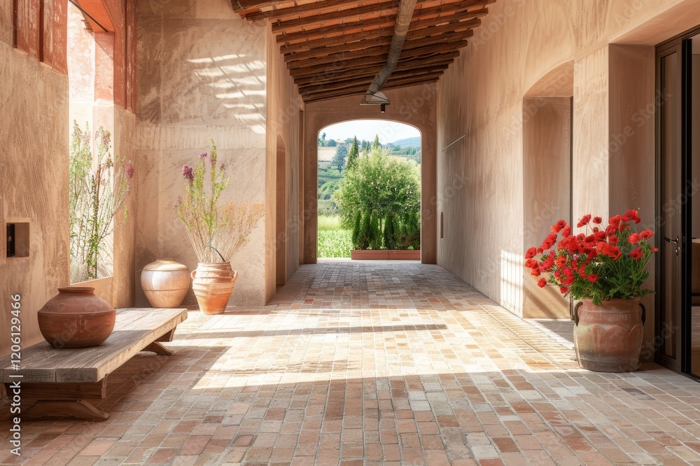 custom made wallpaper toronto digitalSerene Tuscany Courtyard in Italian Style