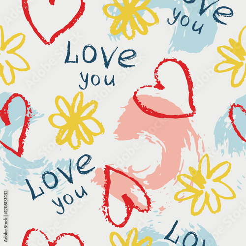 Heart Illustration, Hearts, Love, Valentine, Repeat print, kiss, Vector art, adobe illustration