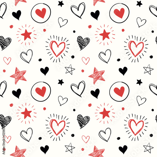Heart Illustration, Hearts, Love, Valentine, Repeat print, kiss, Vector art, adobe illustration