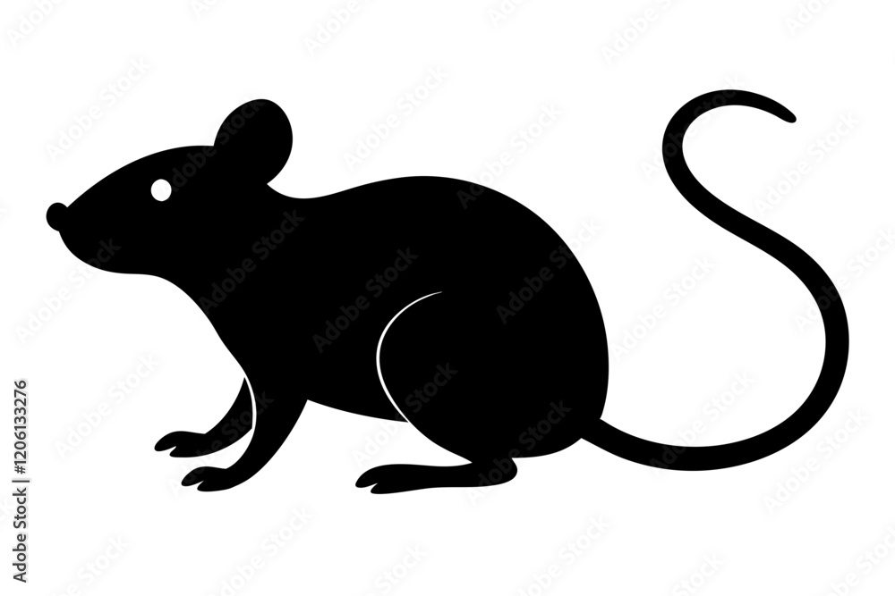 Obraz premium silhouette vector illustration of A Simplified Mouse Outline on white background